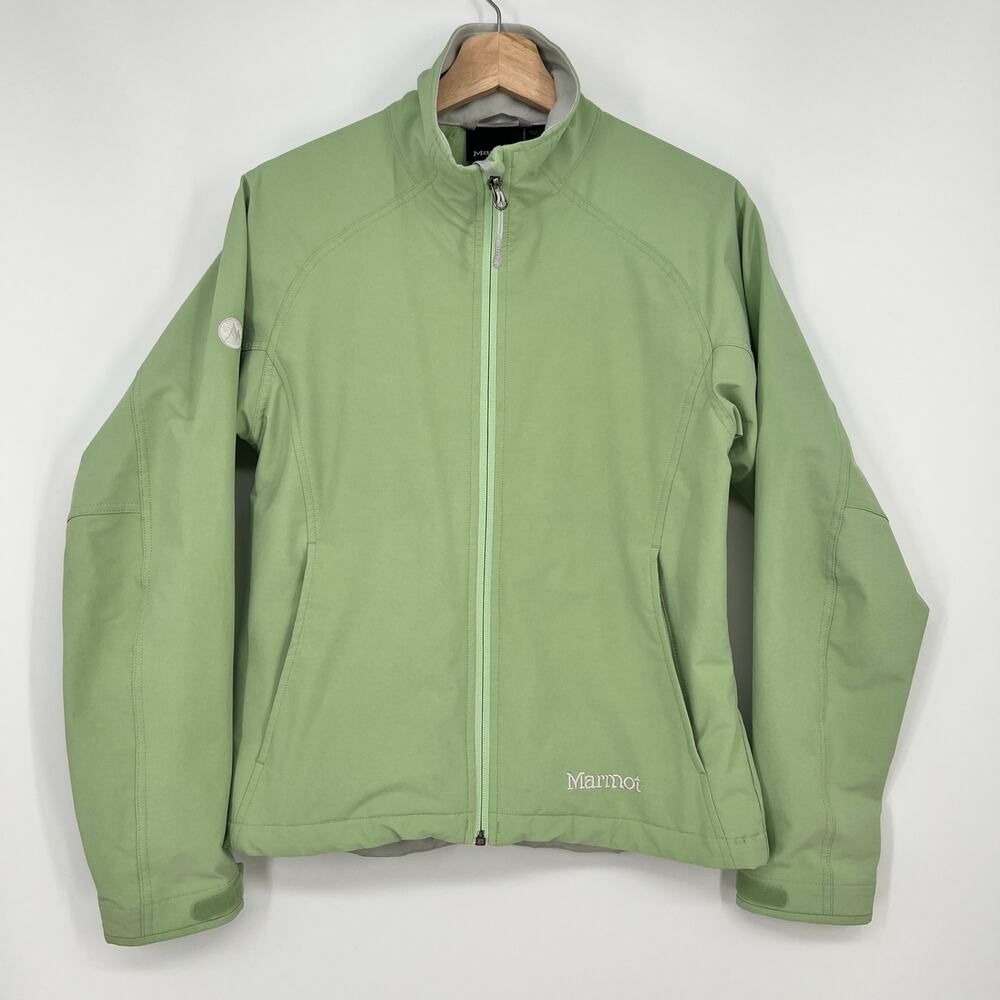 Marmot Lightweight Soft Shell Jacket Womens Medium Light Green Full Zip Stretchy